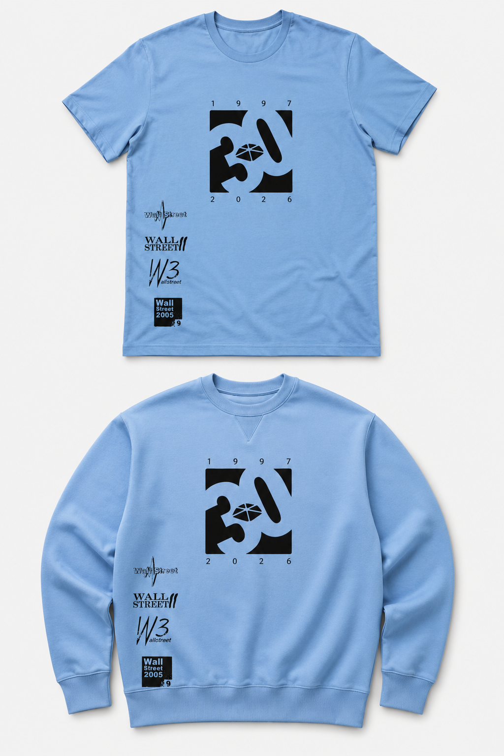 Wizualizacja WallStreet Merch — koszulka i bluza jubileuszowa